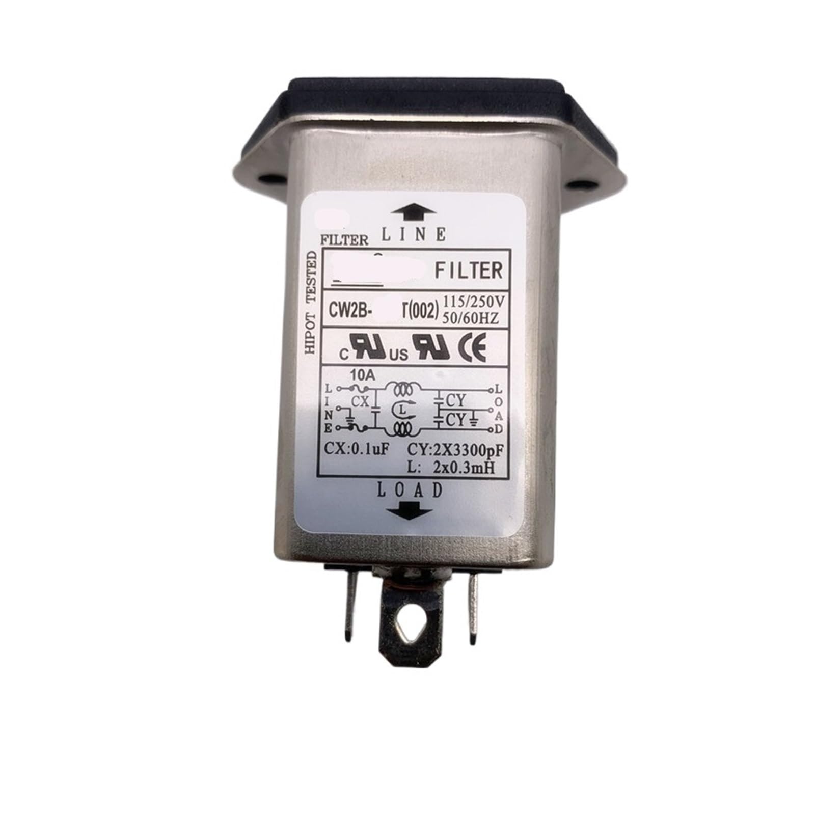 JJHQOKYNA Power filter 220V single insurance socket double CW2B-10A/3A/6A-T(CW2B -3A -T 002 Double insurance)