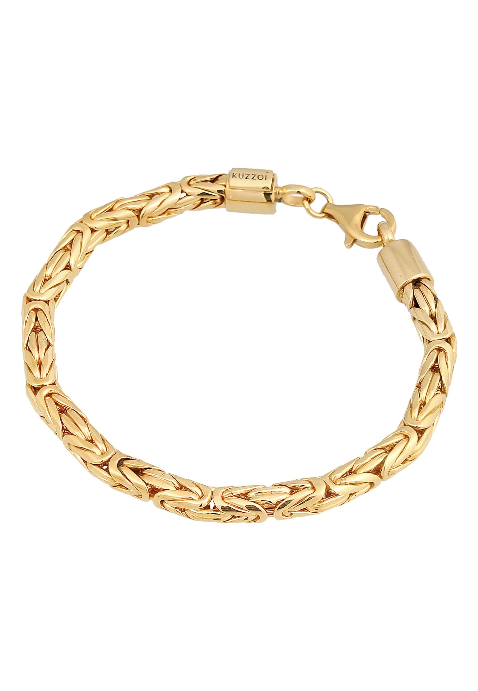 Kuzzoi Pulsera de plata de Buda para hombre, hecha a mano (5 mm) de plata 925 chapada en oro, pulsera real dorada para hombres, 26,3 g de peso, 0202152422