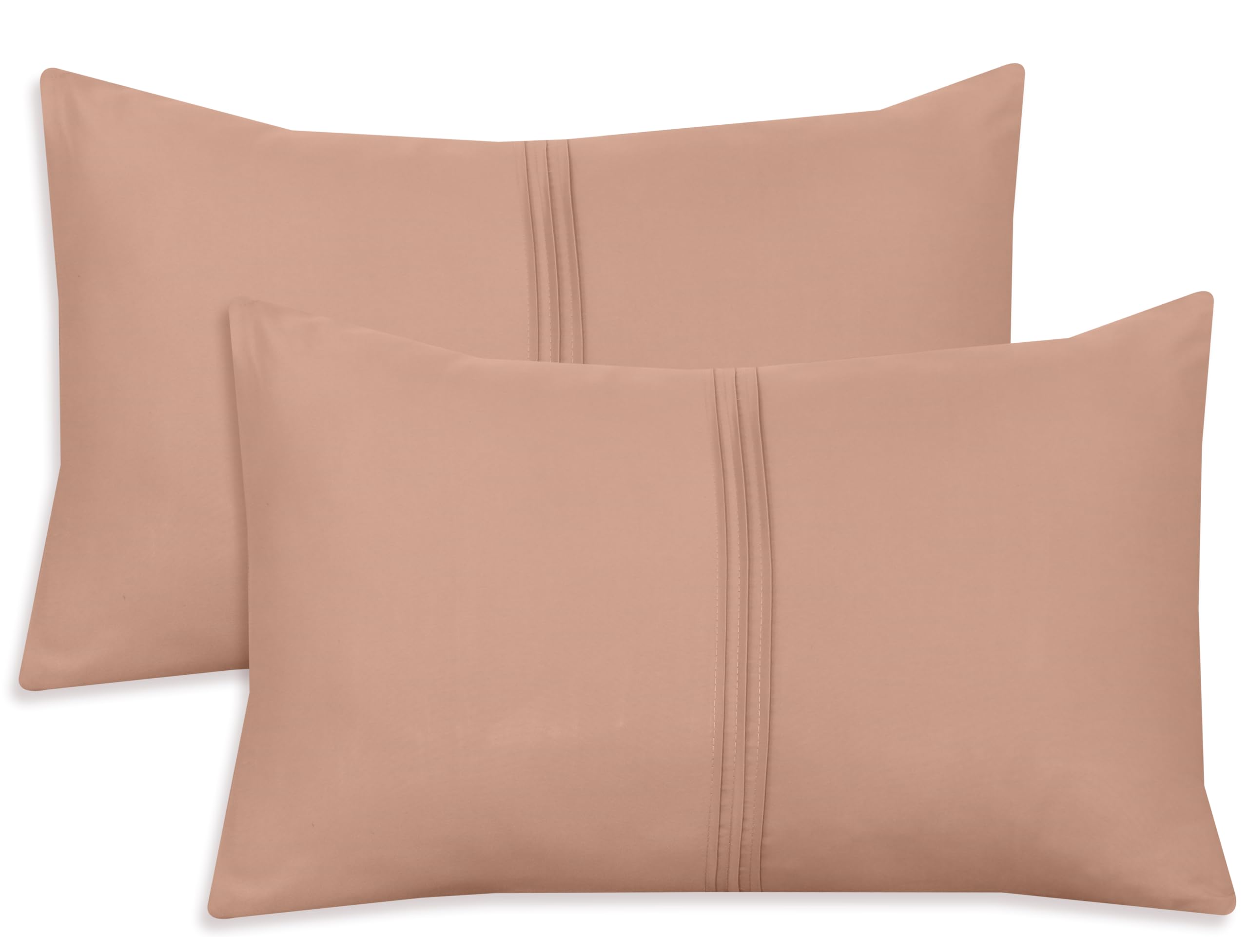 Nafay Living Pintuck Pillowcases 2 Pack Brushed Microfiber Soothing Feel Wrinkle & Fade Resistant with Envelope Closure (Peach)