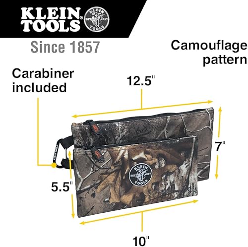 Miniatura 2 de Bolsas con cremallera, las bolsas de camuflaje son de 12.5 y 10 pulgadas, 1680d de tejido balístico de camuflaje de 2 piezas Klein Tools 55560