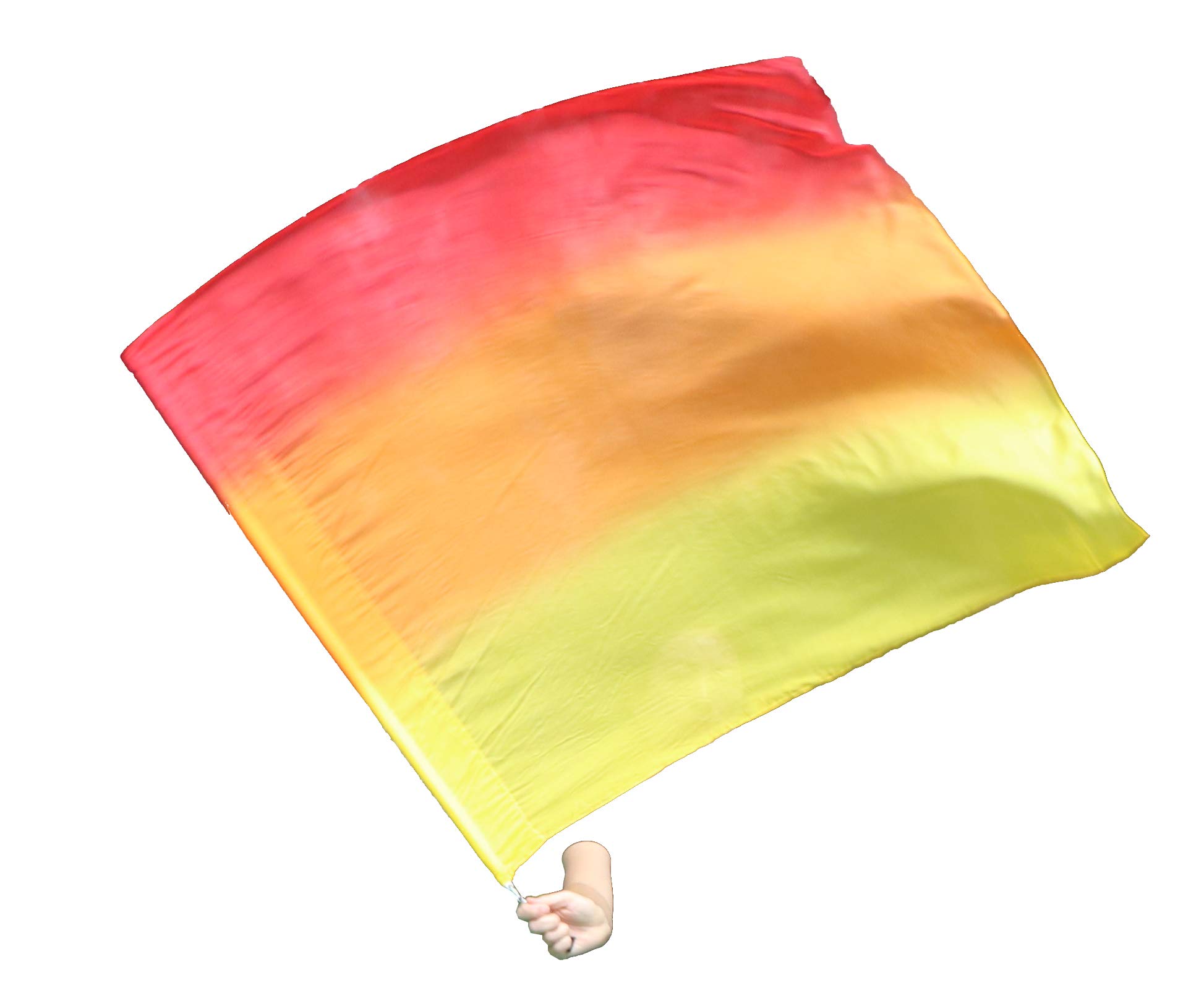 Winged Sirenny Spinning Silk Flag Poi 103cm (40") with Swivels & Collapsible Hard Rod, Flow Arts Dance Silks for Performers, Festivals & Fitness - Hand Painted Silk (long Fire)