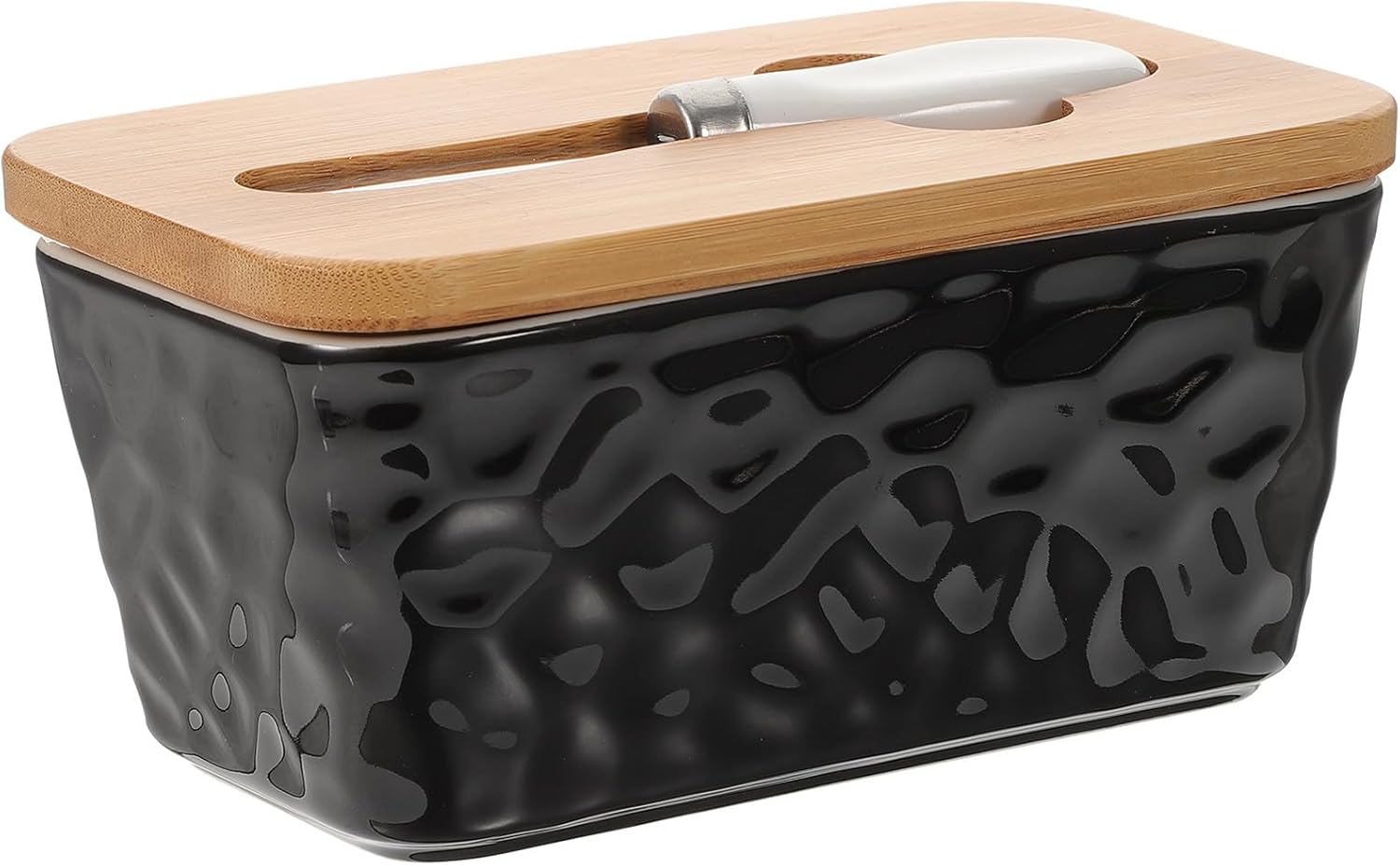 Ceramic Hammered Butter Dish Set with Lid Wear-resistant Kitchen Butter Holder for Refrigerator for Household Storage