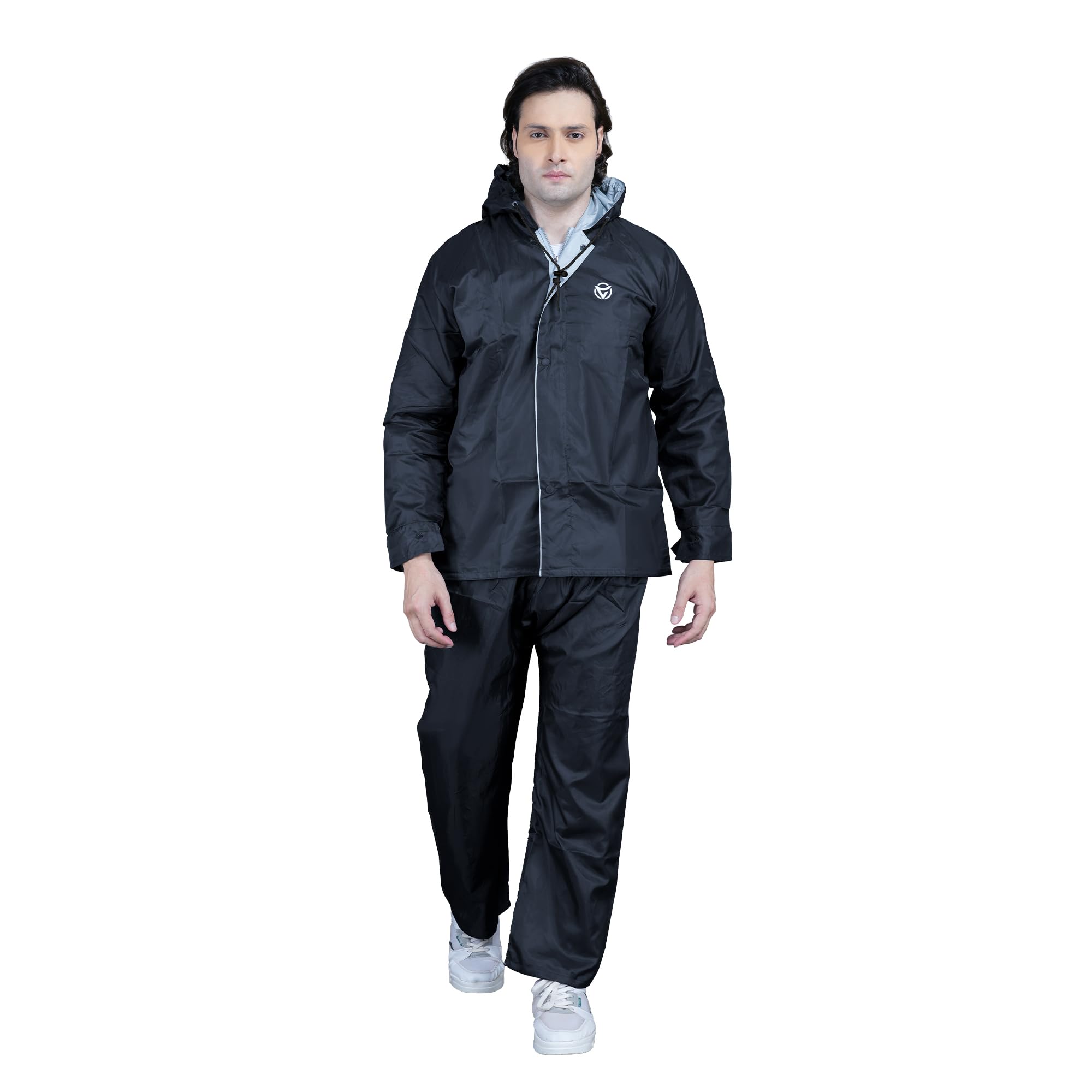 VARSHA - Basic Reversible Rain Coat for Men, Men's Raincoat with Adjustable Hood, Heavy-Duty Zip & Button Closure,Buy Portable Waterproof Rainwear Suit for Bike.(NX)-picture-34