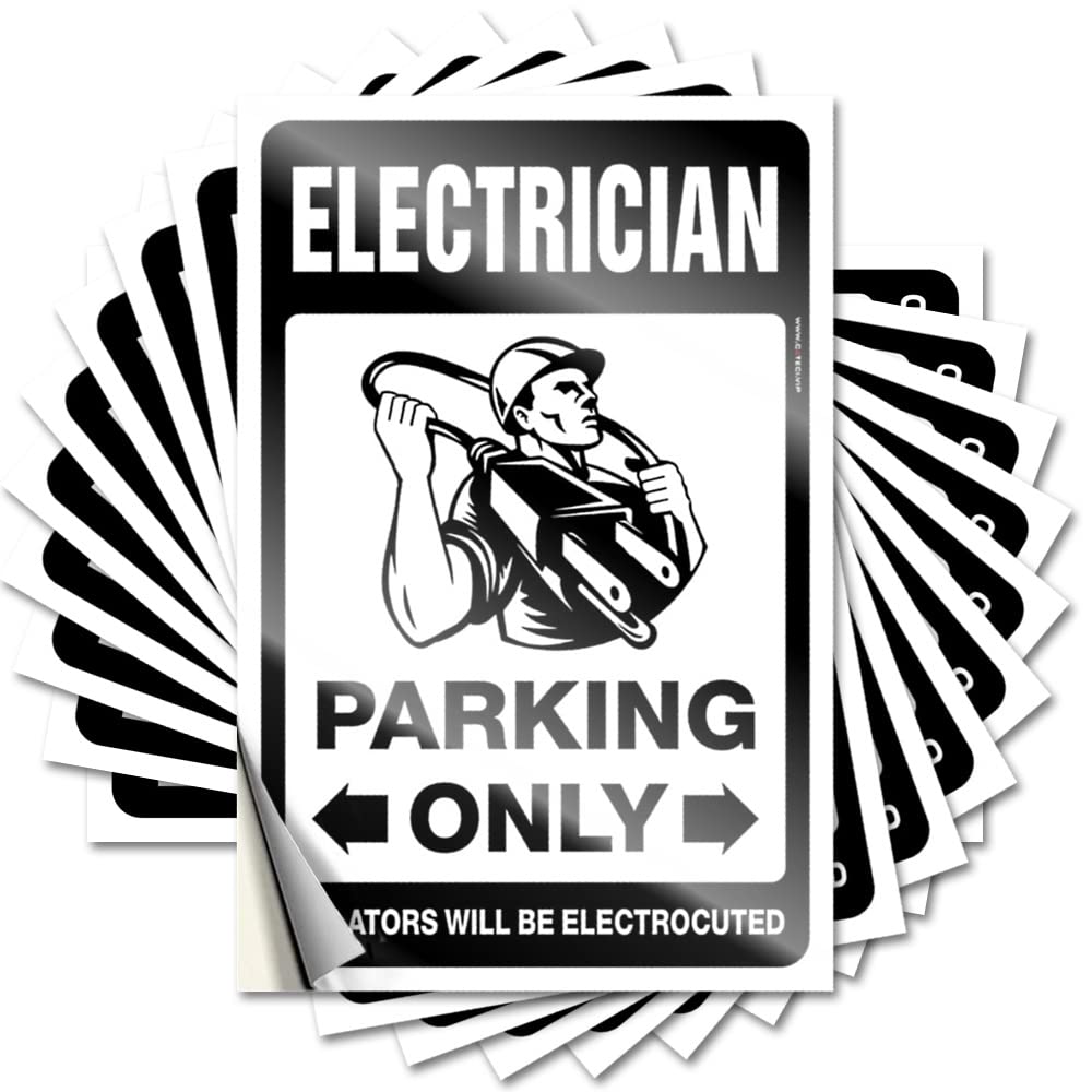 Decals Man Cave Accessories Easy Apply | Electrician Parking Only Fluffy Bumper Peel and Stick(12X18CM)