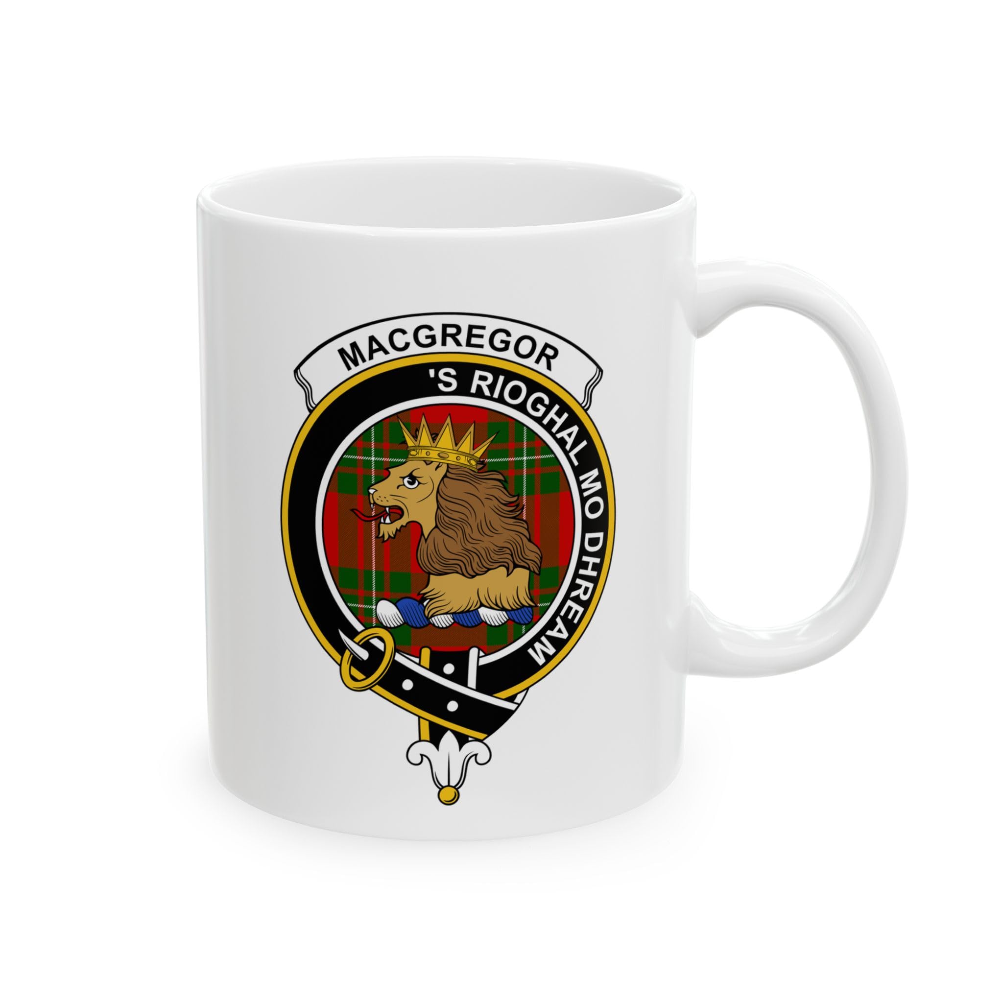 GENERICMacGregor Clan Scottish Mug – Clan Crest on Tartan Background, Perfect Heritage Gift