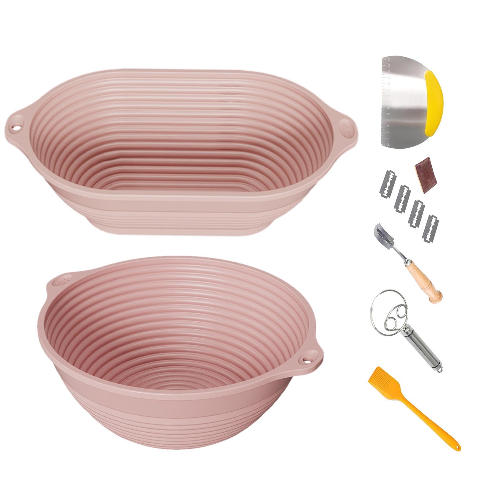 Cestino Lievitazione Silicone Set da 6, Pieghevole, Multifunzione, Da forno | Kit completo per pasta madre per panificazione , cucine, ristoranti, panetterie