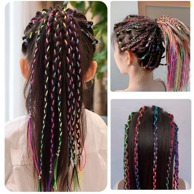 30 Cuerdas Trenzadas De Colores Para El Cabello – 82 Cm De Largo, Accesorios De Peinado Arcoíris Para Niñas Y Manualidades