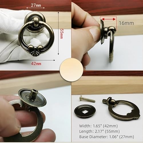 Miniatura 4 de Tiradores de mariposa vintage de bronce antiguo para cajón de un solo agujero, accesorios de gabinete de aleación de zinc para cocina, baño,