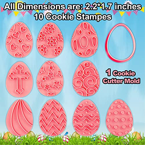 Leesgel 10Pcs Easter Cookie Cutters, 3D Easter Eggs Shapes Cookie Cutters Stamps Molds For Party Supplies Favors Decorations, Plastic Biscuit Pastry Cookie Cutters For Baking #TOP1