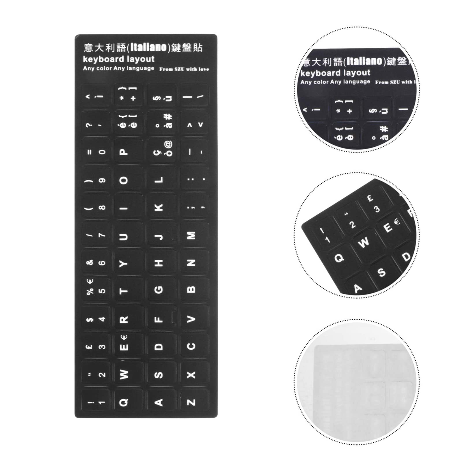 Kit Adesivi Tastiera per Conversione Layout Italiano, 6 Pezzi, Adesivi per Tastiera Computer Portatile (Nero)
