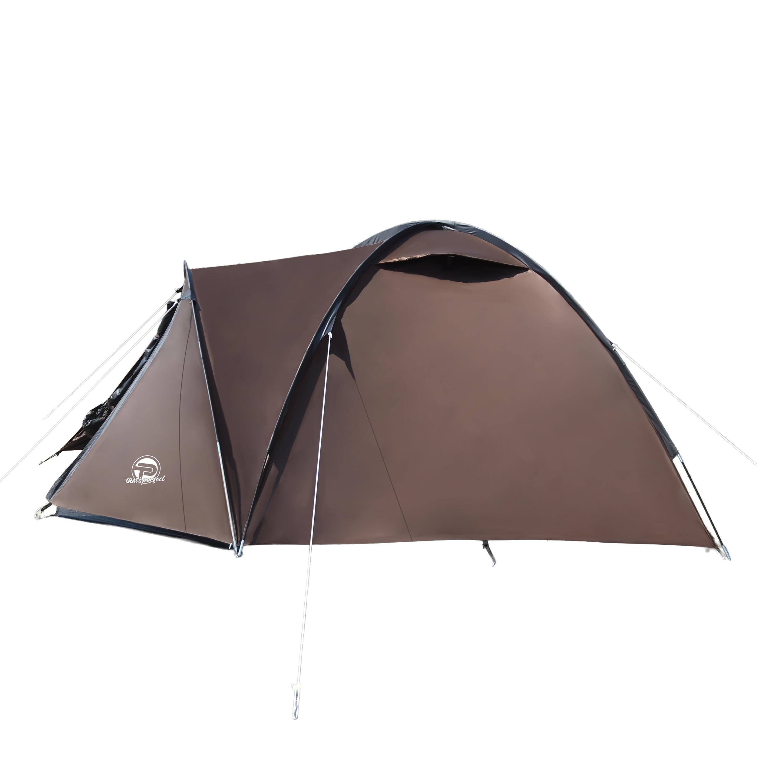 Campingzelt 3-4 Personen (doppelwandig) – leicht, stabil, wasserdicht | verdunkelter Innenraum, Moskitonetz, Fluoreszierende Abspannleine, verstärkte Heringe, Vorraum mit Bodenplane inkl. Tragetasche