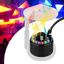 Ultrasonic Nebulizer, Mini Fog Machine for Halloween Pumpkin, Fog Machine Halloween, with Removable Splash Guard and 12 Colourful LED Lights, for Water Fountain, Witch's Cauldron Halloween