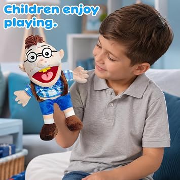 Jeffy Puppet Plush Toy Doll, 40cm Jeffy Hand Puppets with Working Mouth, Hand Puppets for Kids, Mischievous Funny Puppets Toy for Boys and Girls on Birthday Christmas Halloween Part