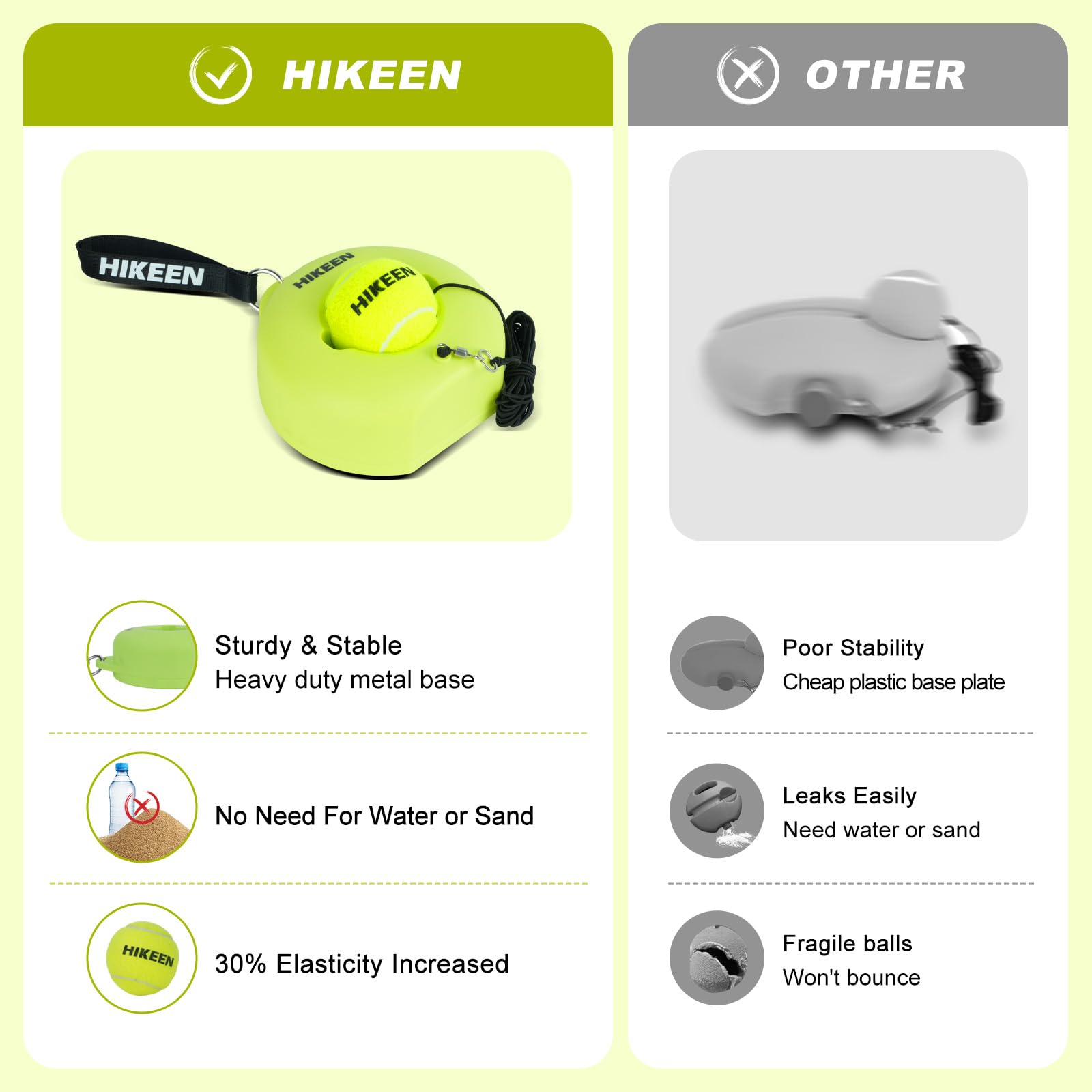 BOOSTEADY Entraîneur de Tennis avec 3 Balles de Tennis, Kit d'Entraînement de Tennis Portable avec Base en Métal, Équipement d'Entraînement de Tennis pour Adulte Adolescent Joueur Débutant