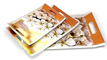 Melamine Serving Tray, Set of 3 (Small, Medium and Large Size) Villori Series Tray | Multicolour