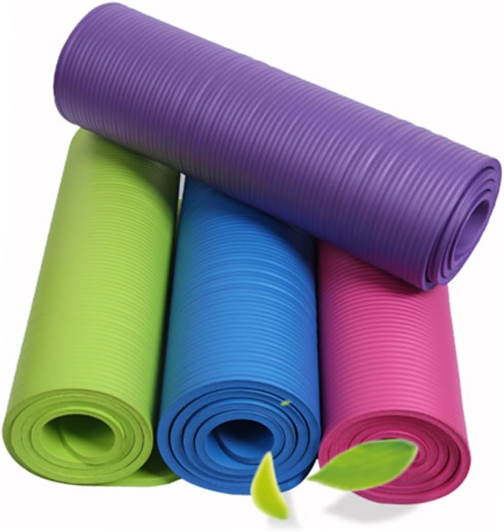 Generic Extra Thick High Density Yoga Mat with Carrying Strap for Women and Men Anti-tear Non-slip Exercise Mat for Home Workouts and Yoga Sessions Green