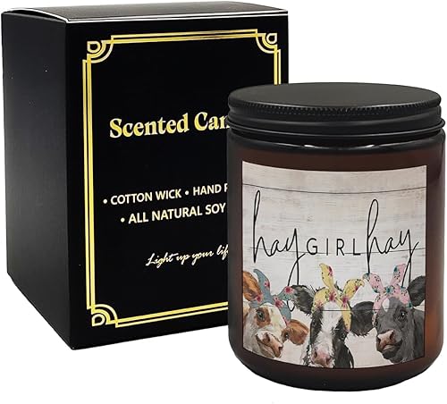 Mancheng-zi Vela de vaca de granja, regalos de vaca para niñas, amantes de las vacas, lindas cosas de vaca, velas perfumadas de heno para chica de