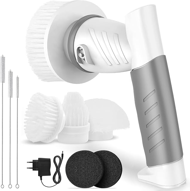 Electric spin scrubber cleaning brush shower cleaning brush for cleaning bathroom power scrubber with 5 brush heads,scrub brush,electric scrubber for bathroom, floor, tile, tub, kitchen, car