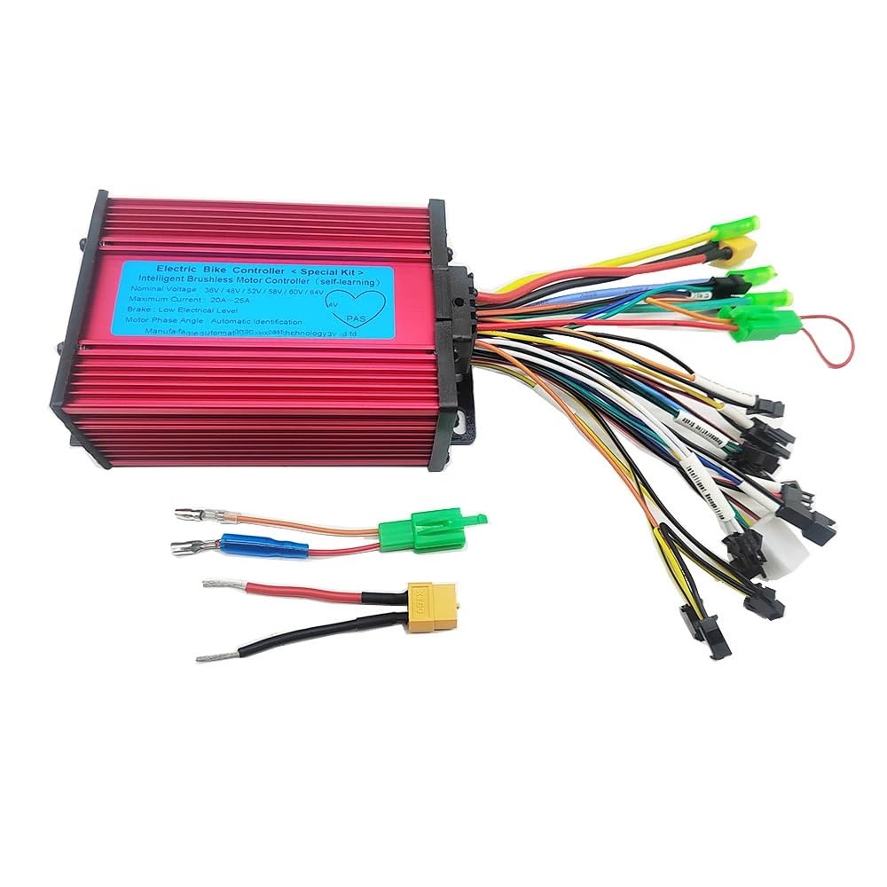 WEbjay Ebike Controller 36V 48V 52V 60V 350W 450W 500W 600W 20A 25A Electric Scooter E-Bike Controller Display Brushless Motor Controller(36V-60V 20A-25A)
