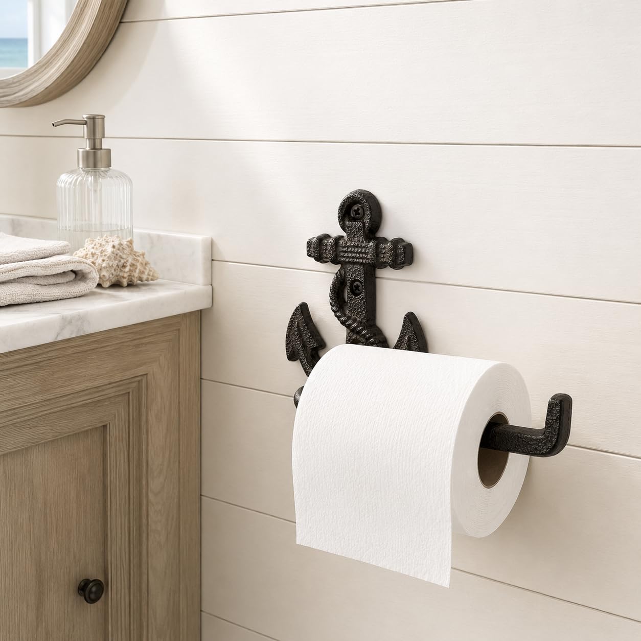 Comfy Hour 9.2 Inch Nautical Toilet Paper Holder, Anchor Decor, Set of 1 — Amazon image 3