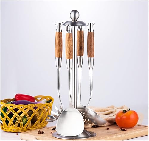 Miniatura 8 de AOOSY Espátula Wok, espátula profesional de acero inoxidable 1810 con mango de madera resistente al calor, utensilio de cocina, pala para uso