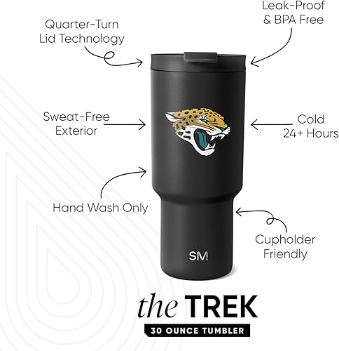Miniatura 44 de Simple Modern, Colección Trek - Vaso térmico de acero inoxidable de 30 oz con tapa abatible y pajillas con licencia oficial de la NFL, regalos