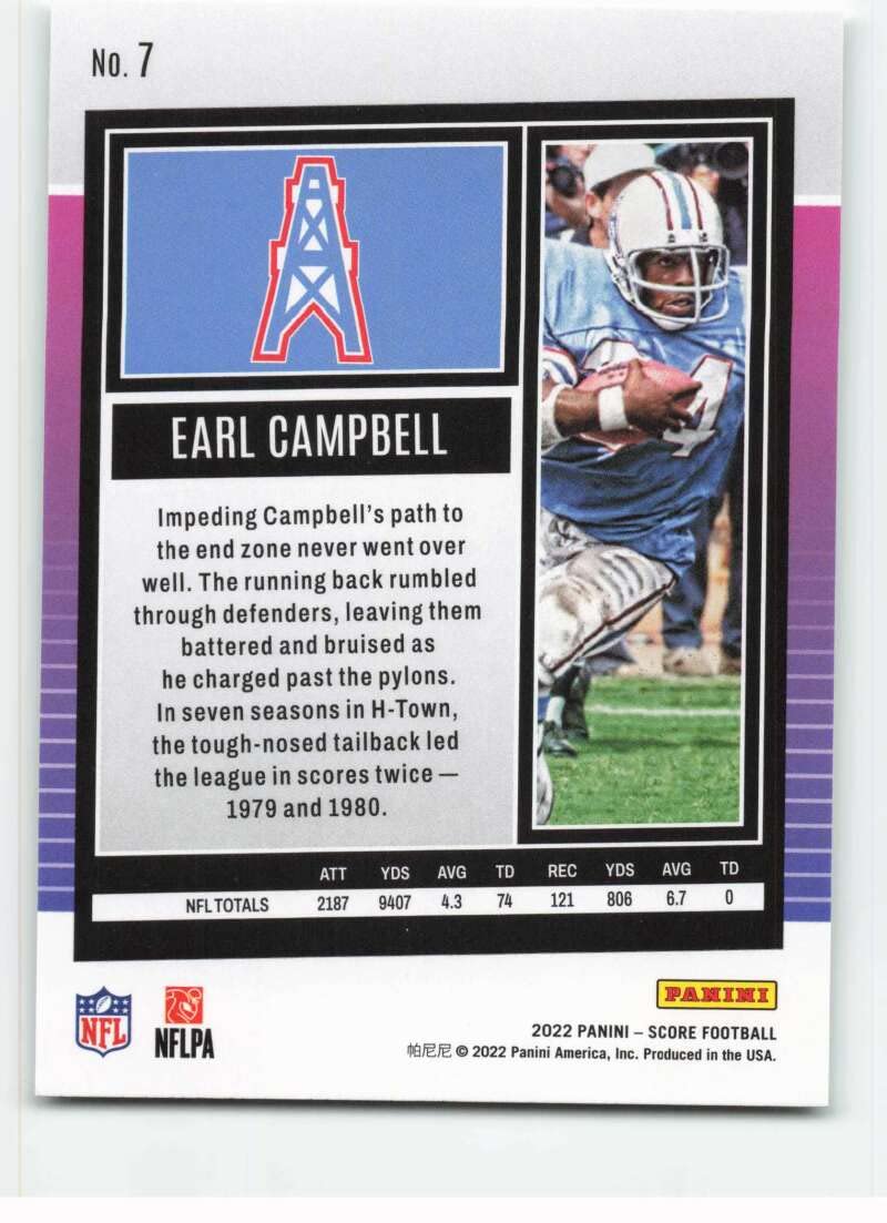 Amazon.com: 2022 SCORE #7 EARL CAMPBELL HOUSTON OILERS