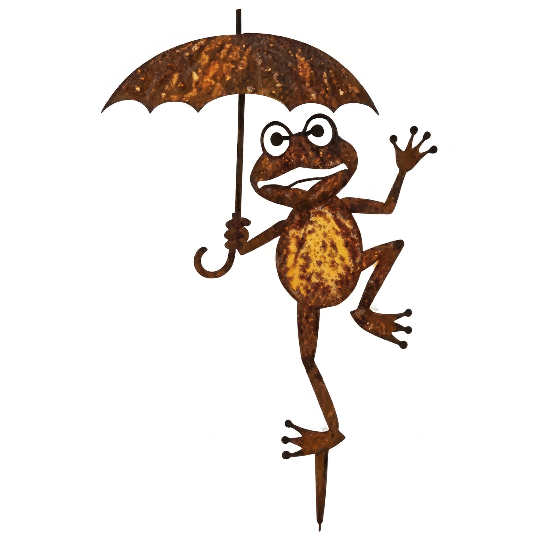 Neptuiby Garden Decoration Rust, Funny Frog Garden Stake Hold Umbrella Rustic Rust Decoration Iron Vintage Outdoor Yard Decor, 12×6 Inch.