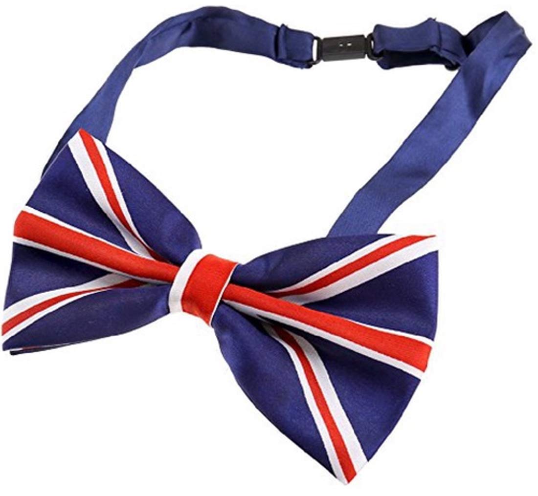 UNION JACK BOW TIE PRE TIED LUXURY AND ADJUSTABLE SILKY SATIN NEW