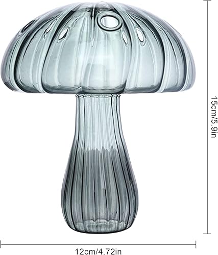 Miniatura 7 de IUIBMI Juego de 5 jarrones de hongos, coloridos jarrones de vidrio de hongos, jarrones pequeños para flores, maceta de cristal, maceta hidropónica