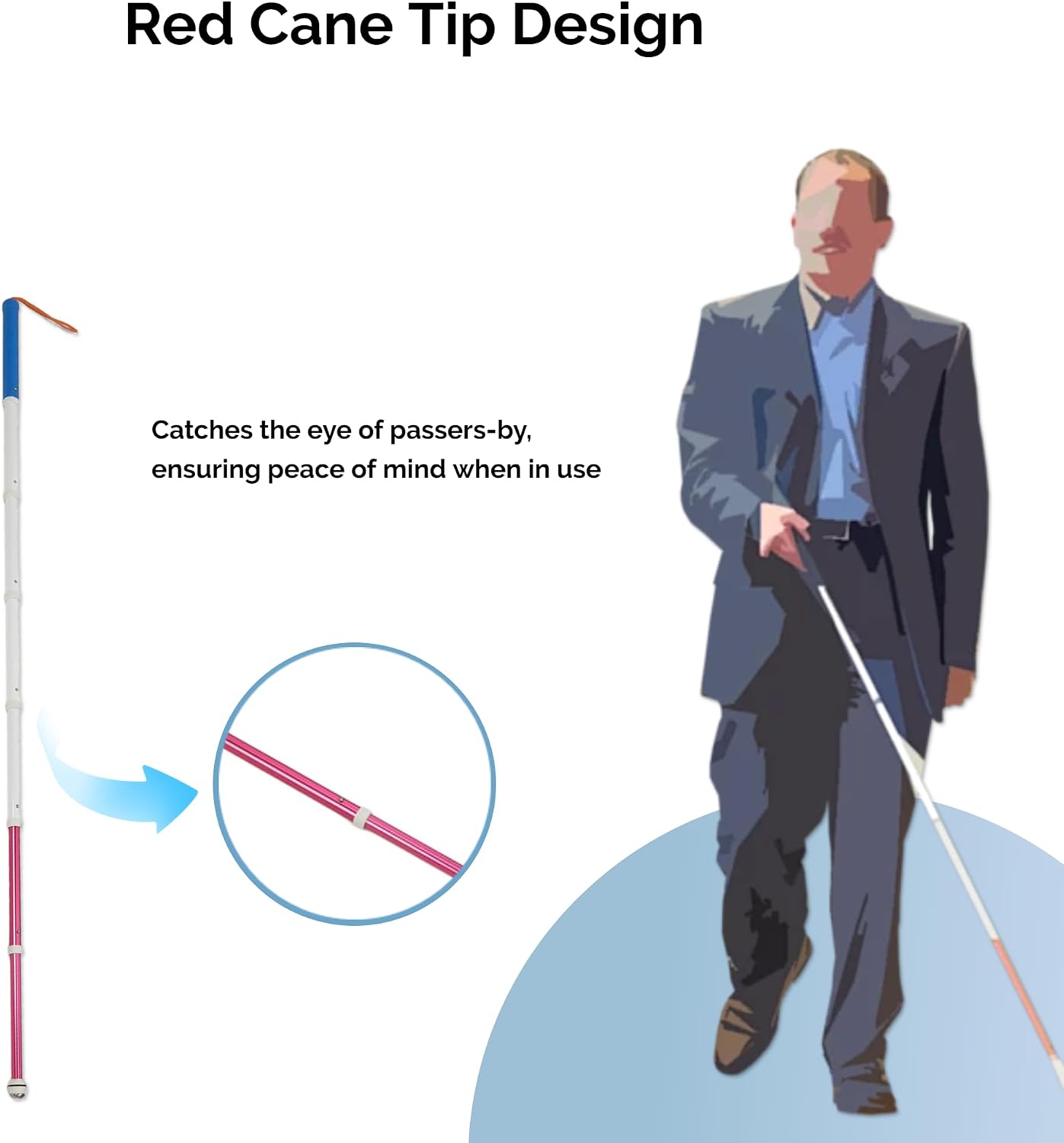 Walking Stick for Blind Telescopic Cane with Storage Bag, 51" Telescopic Blind Cane, Anti Slip Shockproof Retractable Folding Reflective, Canes for Seniors with Vision Impairments