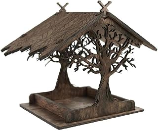 Bird Feeder House, Hanging Bird Feeder Table Feeding Station for Garden, Weatherproof Bird House, Wooden Birdfeeder Bird Seed Table for Wild Birds