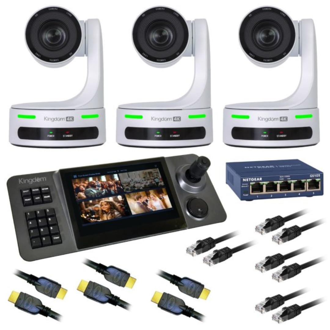 Kingdom Robotic 4K 3 Camera Package (White, 20x Zoom)