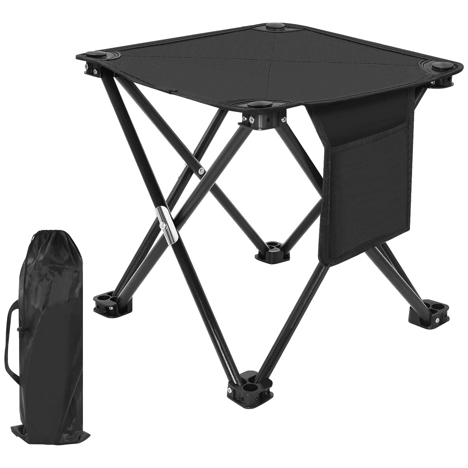 Tabouret de camping pliable ultra robuste 150 kg grand format avec poches