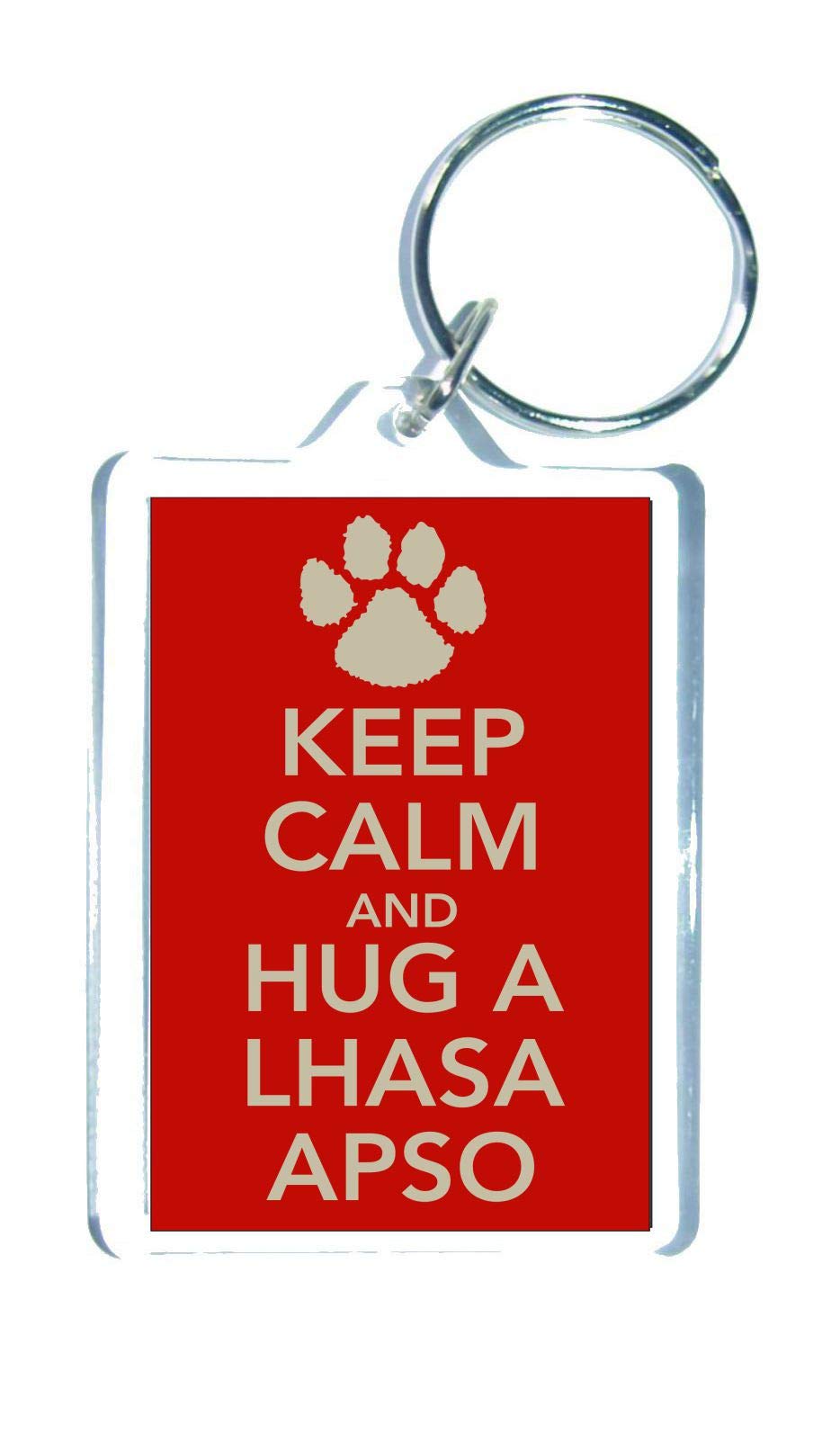Lhasa Apso Keyring - KEEP CALM AND HUG A – Ideal Novelty Gift Present