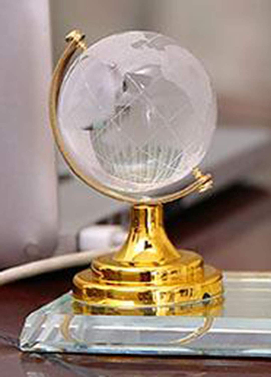 Vastu/Feng Shui Crystal Globe 50MM for Career Success, Financial Luck and Business Growth | Vastu Remedy | Table/Desk Decor for Office and Home