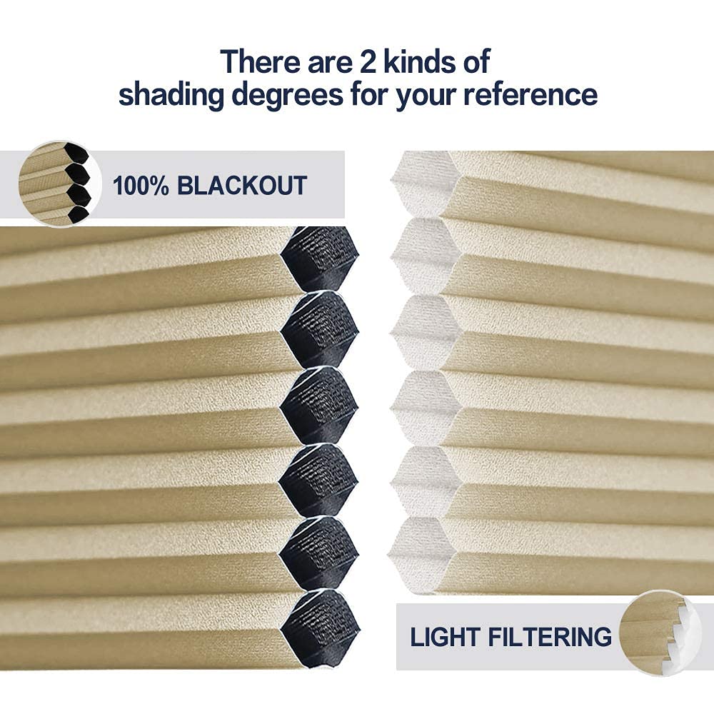 Pare-soleil cellulaire sans fil - En nid d'abeille - Beige - Occultant - Taille sur mesure