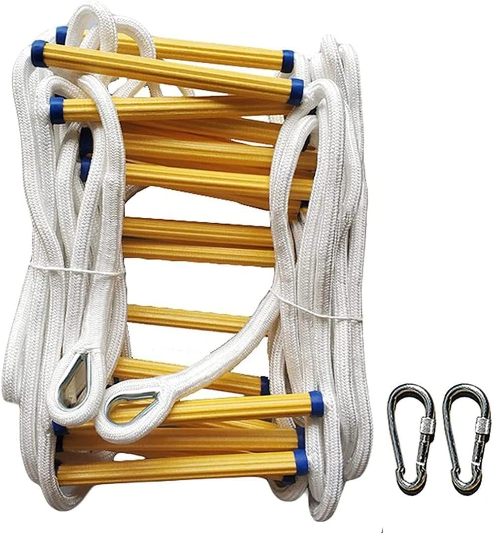 Rope ladders, Fire Escape Rescue Ladder, Rope with Hook and Loop Multi-Purpose Emergency(15m(49.2FT))