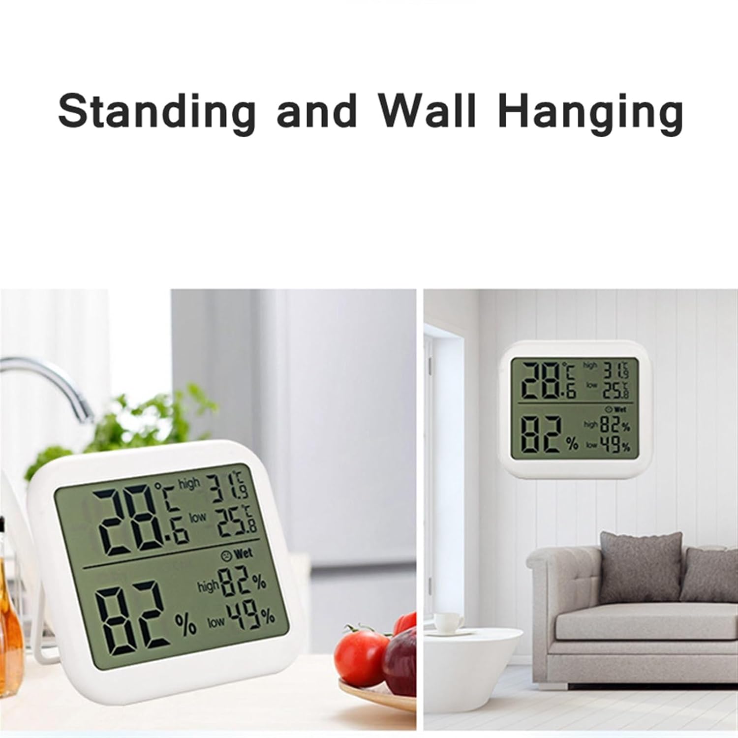LCD Indoor Thermometer Hygrometer Digital Temperature Humidity Meter Monitor