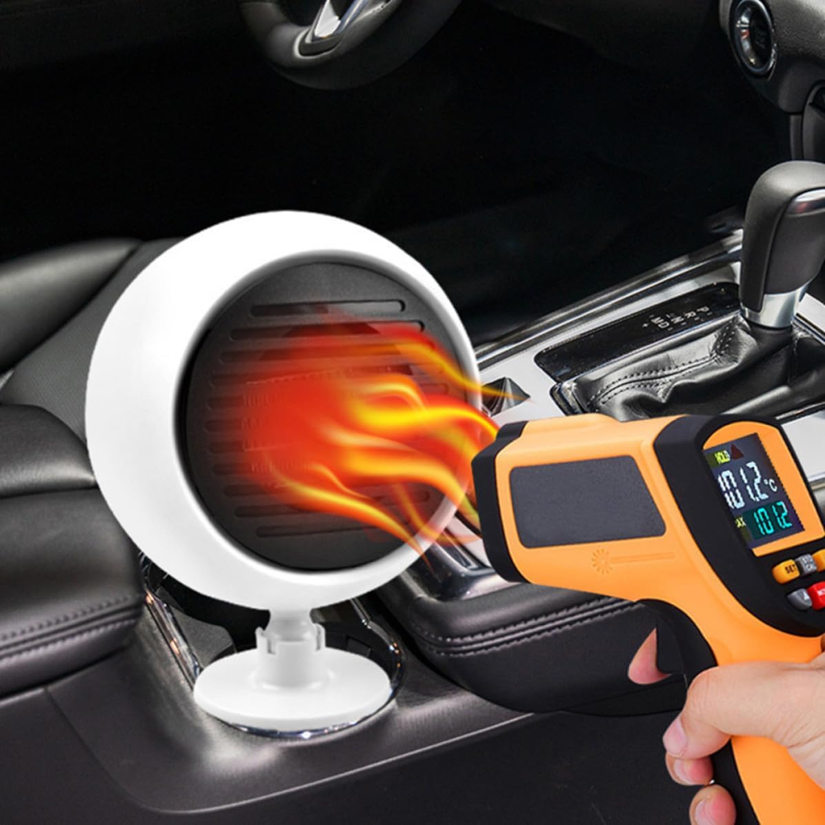 Portable Vehicle Windshield Heater Car Defroster with Quick Frost Removal, Made of Sturdy Abs and Copper, Mini Car Heater for Fast Defogging and Heating
