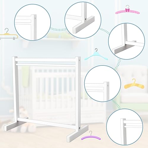 Miniatura 4 de Perchero de ropa para muñecas con colgador de ropa de muñecas de madera de 11.8 pulgadas, mini perchas de ropa para muñecas, armario de muñecas,