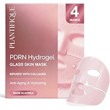 PLANTIFIQUE Korean Collagen Face Mask with Phyto-PDRN & Ceramides, 4ea | Overnight Hydrogel Masks - Hydrating & Soothing with Centella Asiatica & Niacinamide, Mascarillas Faciales