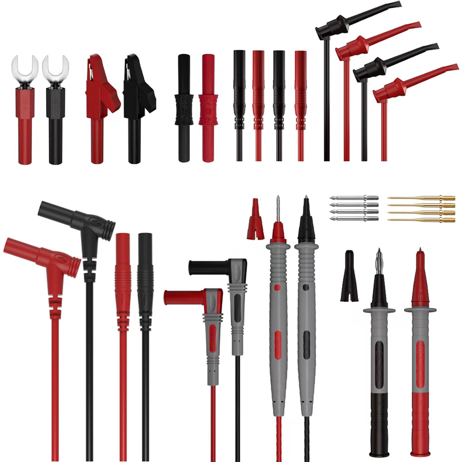 24 Pcs Multimeter Test Leads Set with Alligator Clips, Insulation Piercing Test Clip and Test Probes 1000V 10A CAT III for Fluke, KAIWEETS, INNOVA Multimeter, Voltmeter, Clamp Meter — Amazon image 11