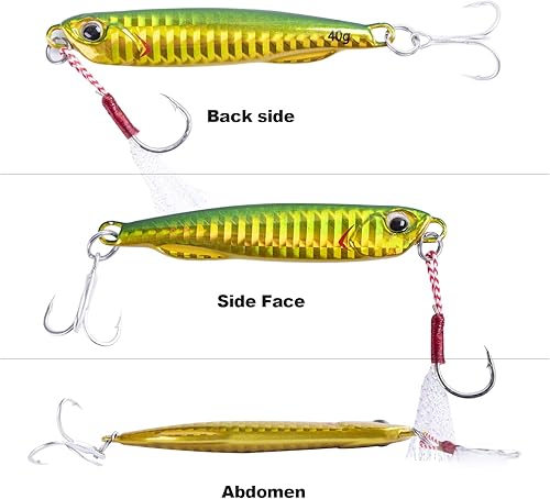 Miniatura 4 de Goture Plantillas de pesca de agua salada, plantillas verticales brillantes con gancho de asistencia, velocidad de plomo, plantilla de plomo rápido,