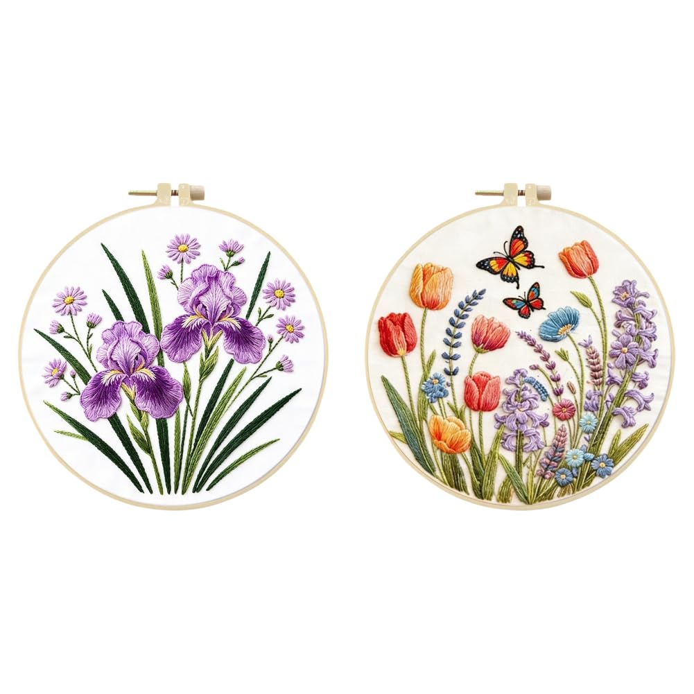 Home Still Life DIY Embroidery Kit for Beginners Adults Craft Lovers Gift with Embroidery Hoop 29x29cm