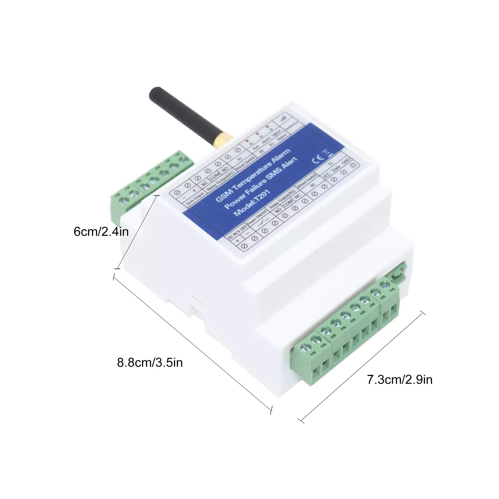 HUIOP Contrôleur d'accès de commutateur de relais à distance GSM T201 Alarme de température GSM 2G / 3G / 4G de l'état de l'alimentation Panne de courant Alarme SMS 2 Capteur de température de,Tempera