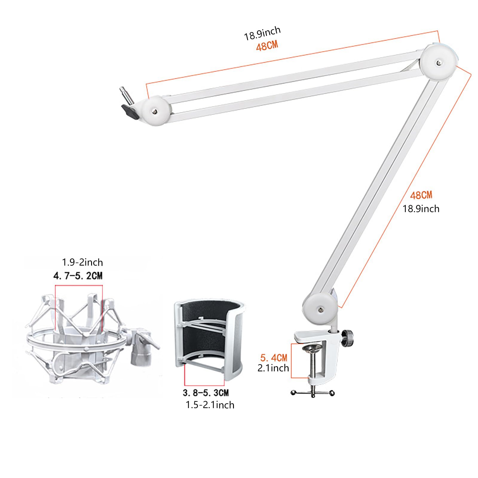 Mikrofon Aufhängungsgalgen, Desktop Mikrofonhalter mit drehbarem Arm, mit/ohne stoßfester Halterung, Tischmontage Mikrofonständer