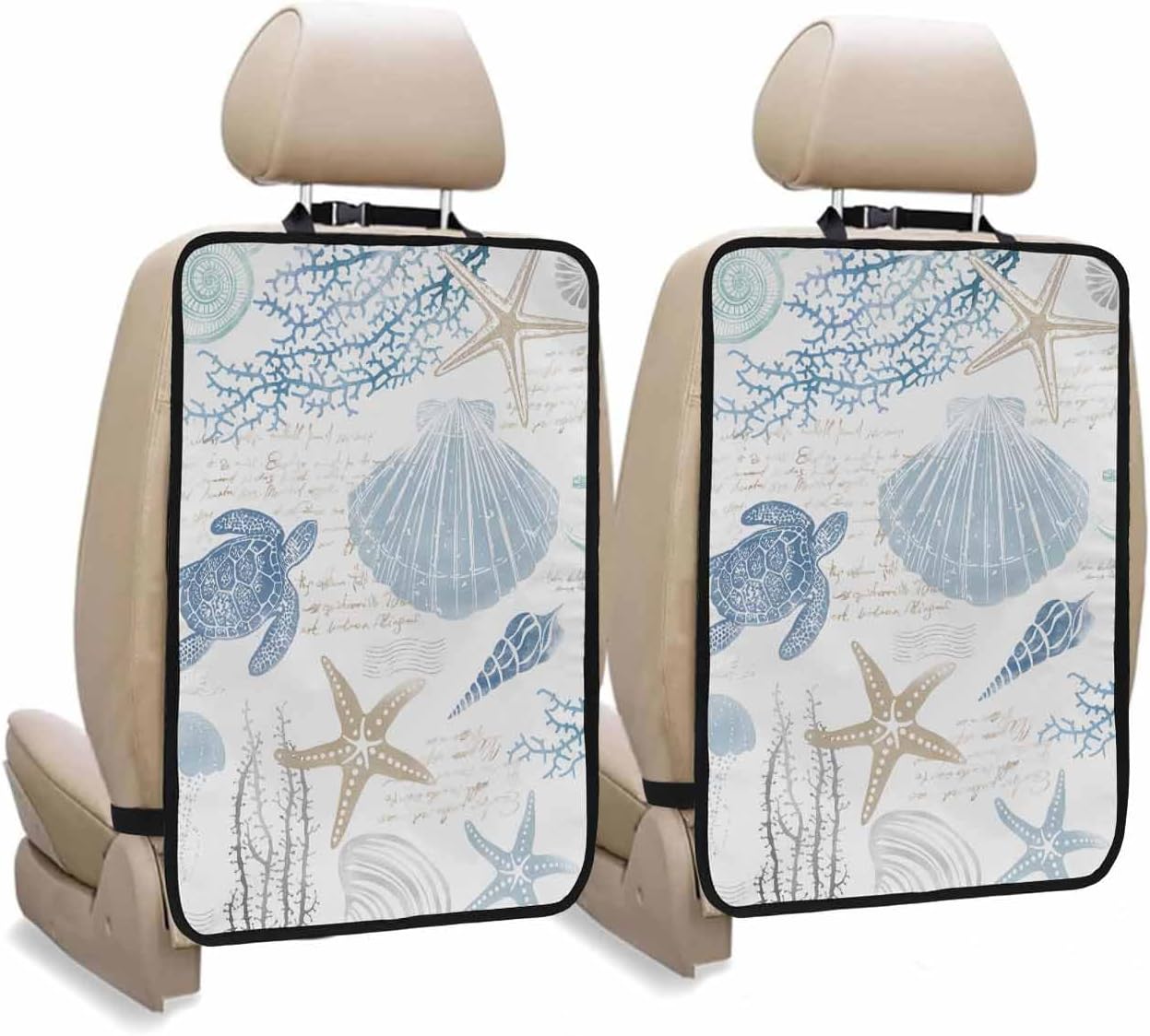 T&H XHome Car Seat Protector, 2 Pack Kick Mats Back Seat Protector Classic Medieval Retro African Patterns Waterproof Backseat Cover for Kids Universal Fit Automotive Interior Protectors
