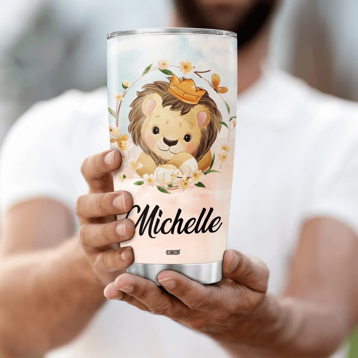 best insulated coffee cup with handle Navy Daisy Insulated Tumbler with Handle