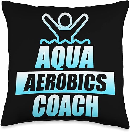 Water Aerobics Fitness Instructor Expert Graphic Water Aerobics Coach Instructor Fitness Expert Graphic Throw Pillow, 16x16, Multicolor